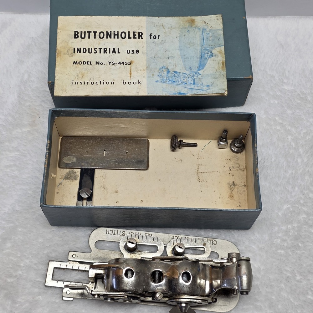 Vintage Industrial Sewing Machine Buttonhole Attachment With Box